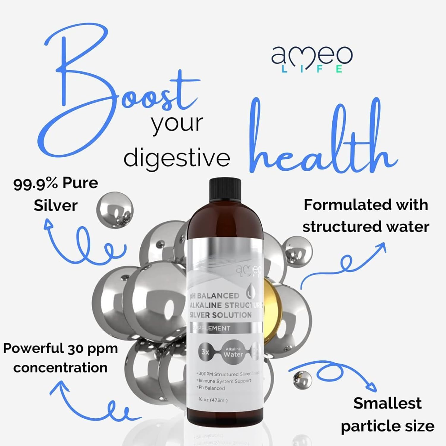 Colloidal Silver Liquid & Digestive Probiotics Bundle by Ameo Life - Boost Overall Health and Immunity with this Powerful Combination