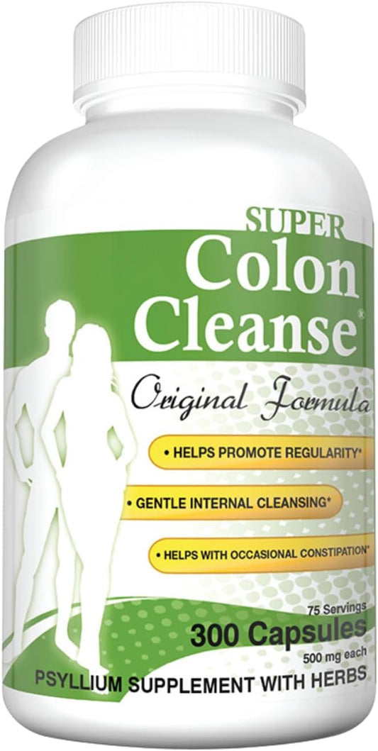 Colon Cleanse Capsules - Original Formula for Digestive Support and Constipation Relief - 300 Capsules for 6 Cleanses - Psyllium Husk and Senna Leaf Formula (1991-2018)