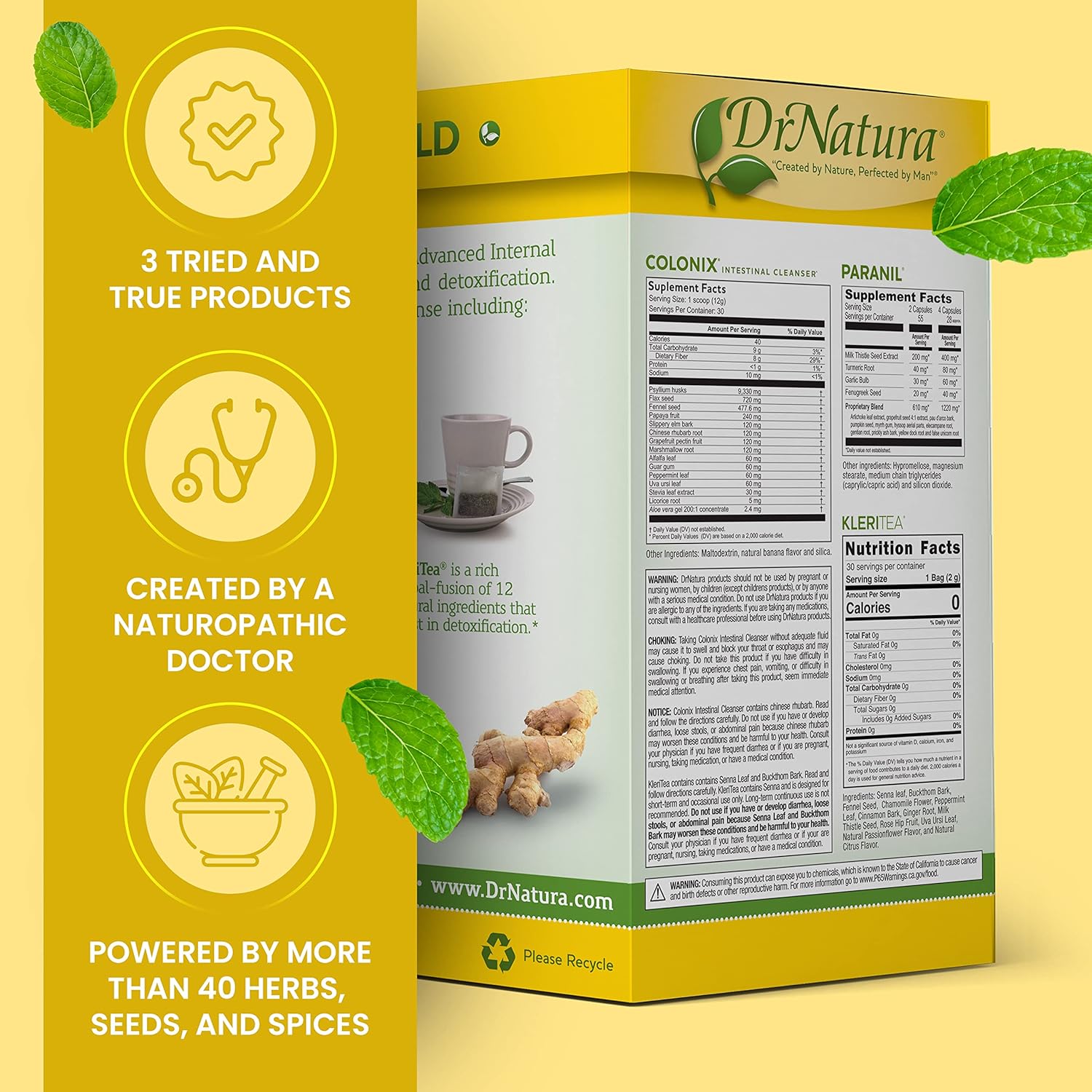 Colonix Kit Whole Psyllium Husk Powder Colon Cleanse Cleanser - 30 Day Pack (16 oz)