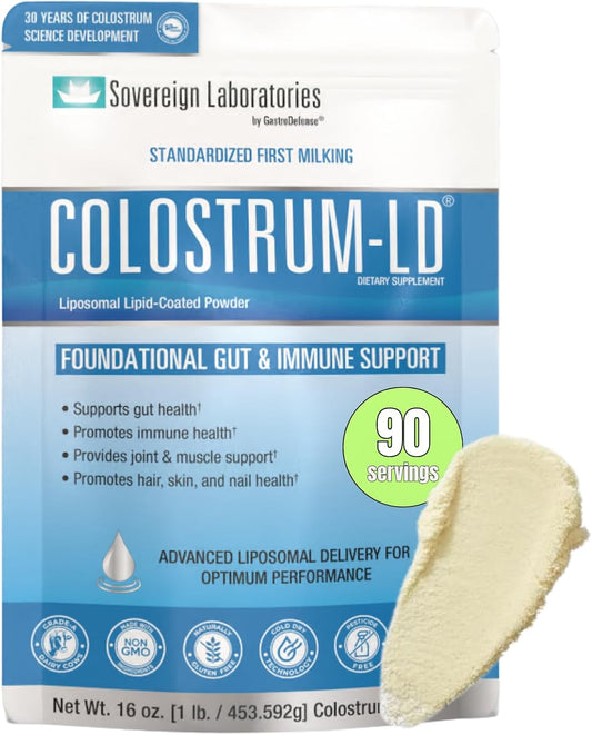 Colostrum Powder with Liposomal Delivery - Gluten-Free & Lactose-Reduced - 90 Servings 16oz Plain Flavor