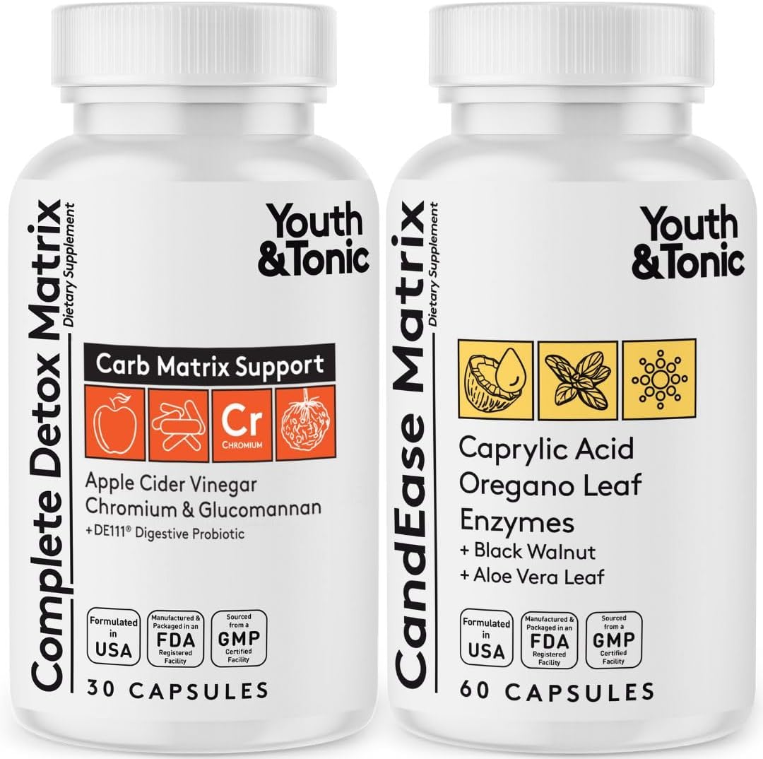 Complete Body Alkalizing Detox Pills for Youth & Energy | Supports Digestive Balance & Gut Health | Probiotics, Caprylic Acid, Oregano, Enzymes, ACV | Cleanse Complex