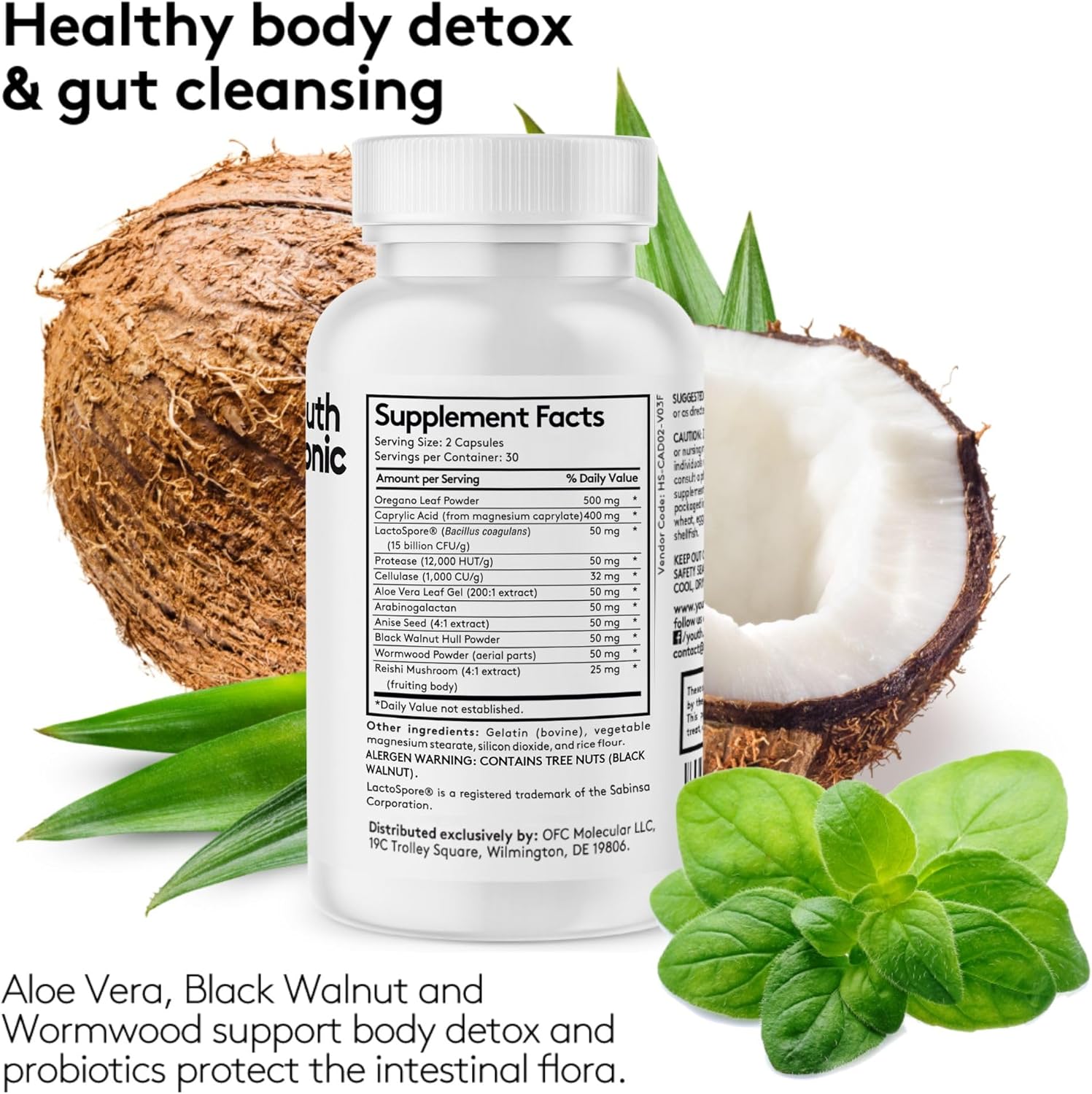 Complete Body Alkalizing Detox Pills for Youth & Energy | Supports Digestive Balance & Gut Health | Probiotics, Caprylic Acid, Oregano, Enzymes, ACV | Cleanse Complex