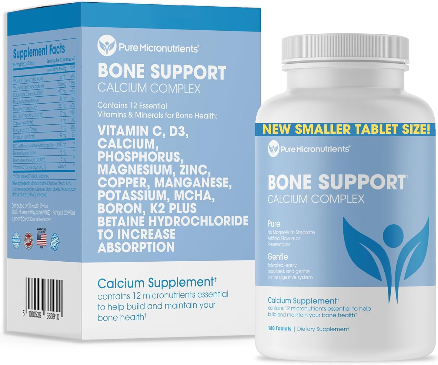 Complete Bone Health Calcium Supplement for Women & Men - Calcium Citrate & Hydroxyapatite + Vitamin D3 K2 Magnesium Zinc - 180 Tablets