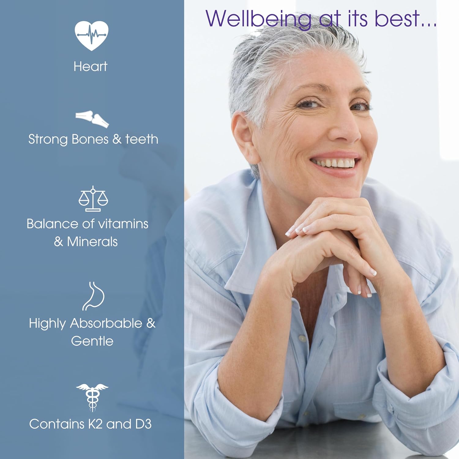 Complete Bone Health Calcium Supplement for Women & Men - Calcium Citrate & Hydroxyapatite + Vitamin D3 K2 Magnesium Zinc - 180 Tablets