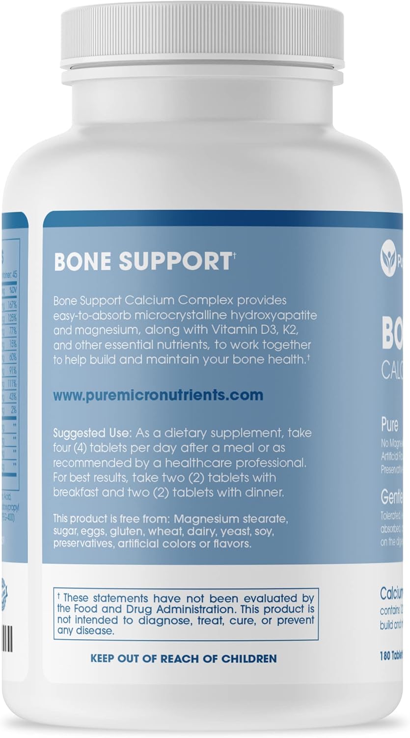 Complete Bone Health Calcium Supplement for Women & Men - Calcium Citrate & Hydroxyapatite + Vitamin D3 K2 Magnesium Zinc - 180 Tablets