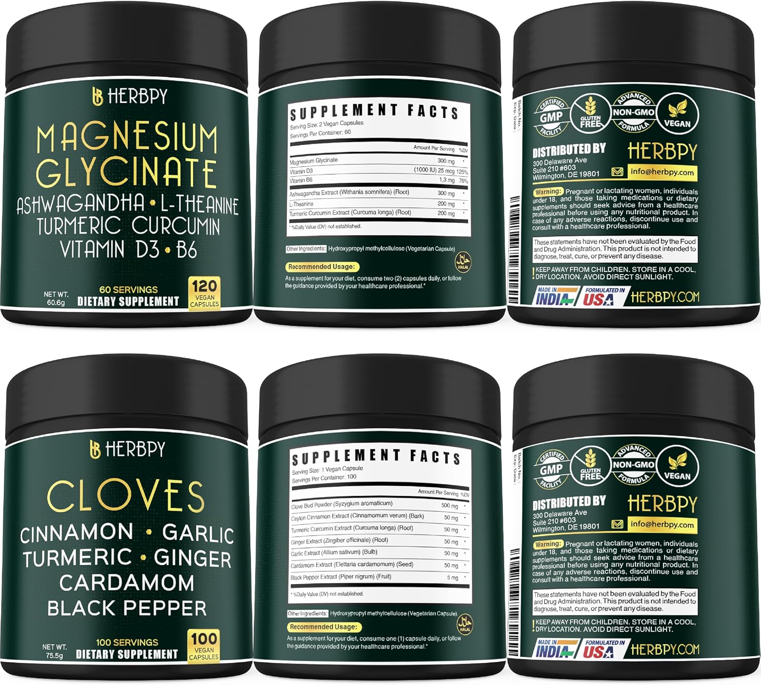 Complete Herbpy Bundle: Magnesium Glycinate Complex & Cloves Supplement - Promotes Relaxation, Immune Support, Digestive & Heart Health