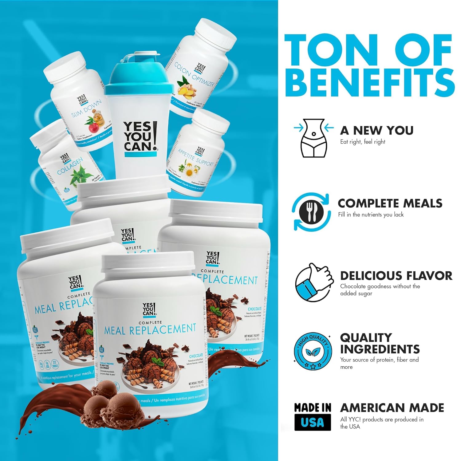 Complete Meal Replacement Kit - Meal Replacement Shake Powder & Natural Supplements, Nutritional Chocolate Meals (60 Servings)