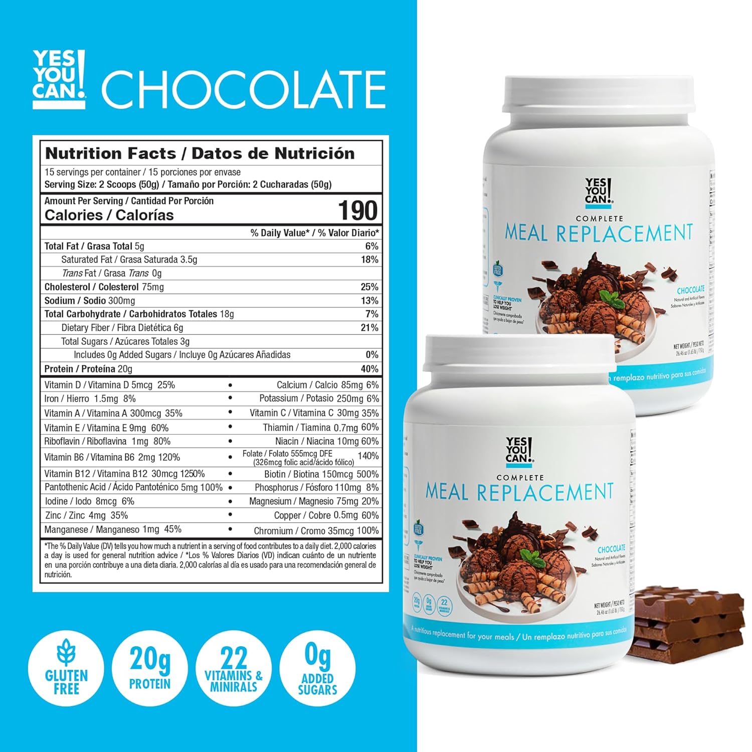 Complete Meal Replacement Kit - Meal Replacement Shake Powder & Natural Supplements, Nutritional Chocolate Meals (60 Servings)