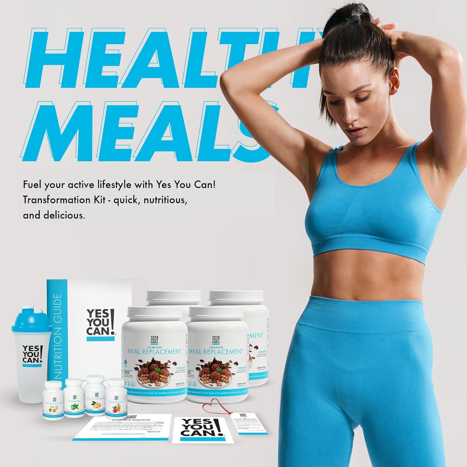 Complete Meal Replacement Kit - Meal Replacement Shake Powder & Natural Supplements, Nutritional Chocolate Meals (60 Servings)