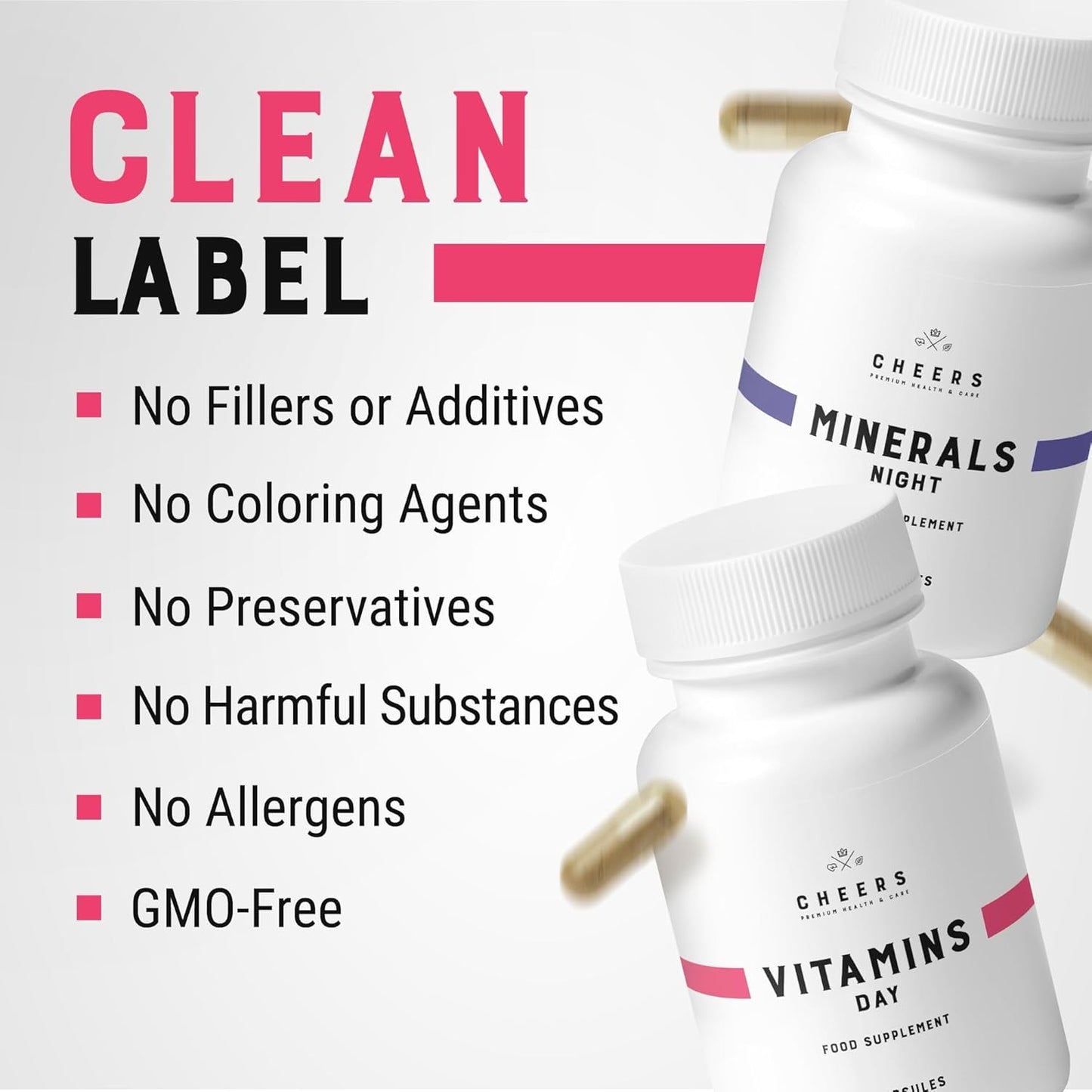Complete Multivitamin for Men and Women with 12 Vitamins and Minerals including Magnesium, Iron, and Zinc | 30 Day/Night Capsules - 100% Daily Requirement Coverage