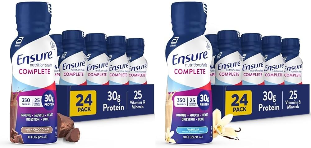 Complete Nutrition Shake - 30g Protein, Immune Health Nutrients, Chocolate & Vanilla Flavors - Pack of 24 (10 fl oz)