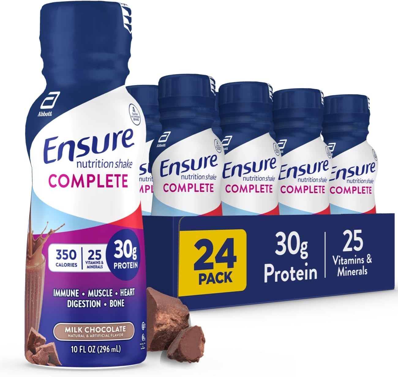 Complete Nutrition Shake with 30g Protein, Immune-Boosting Nutrients, Chocolate & Strawberry Flavors - 24 Pack (10 fl oz)