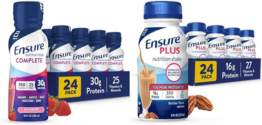 Complete Nutrition Shake with 30g Protein, Immune Health Nutrients, Strawberry Flavor, 10 Fl Oz - Pack of 24 Butter Pecan Nutrition Shakes