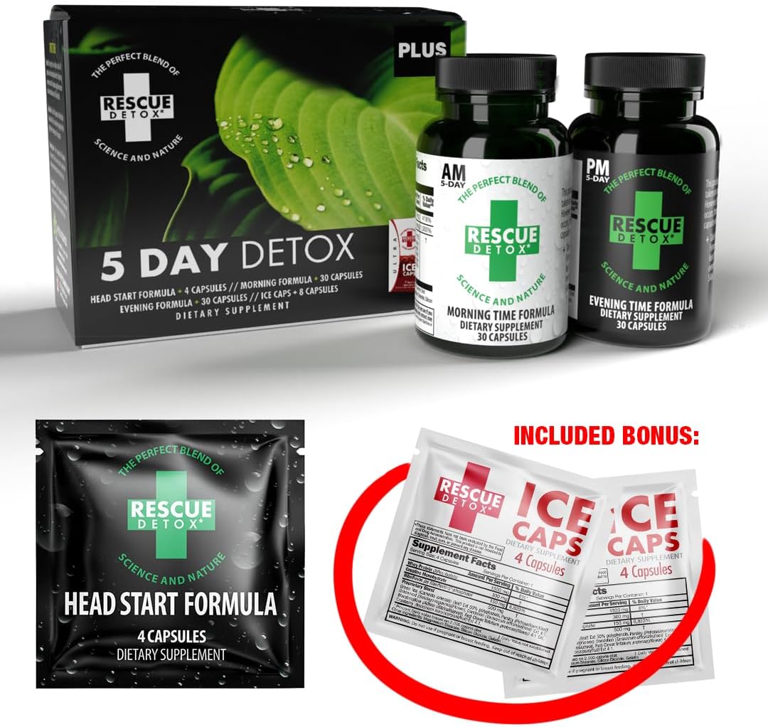 Complete Toxin Elimination with Rescue Detox 5 Day Detox +Plus Kit - 72ct Capsules