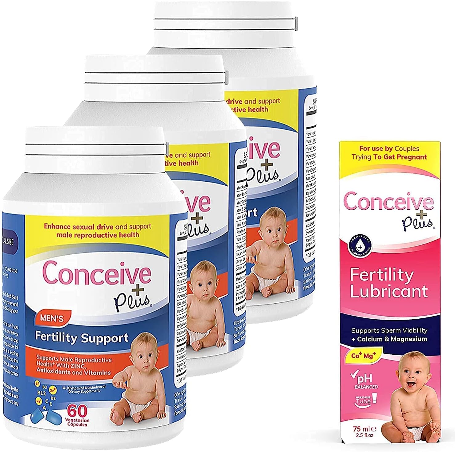 Conceive Plus Men's Fertility Bundle - 3 Month Supply of Vitamins & Lubricant