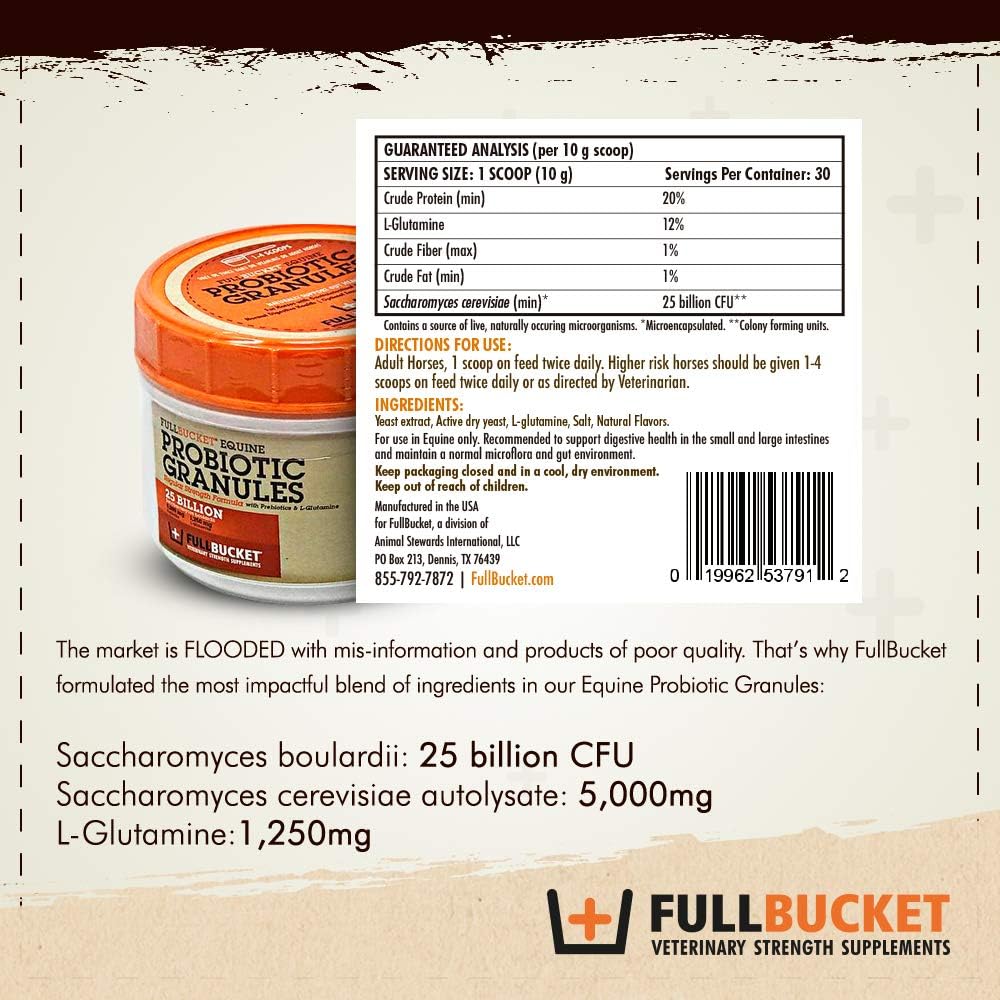 Concentrated Equine Probiotic Granules with Saccharomyces boulardii - 30 Servings, 25 Billion CFUs