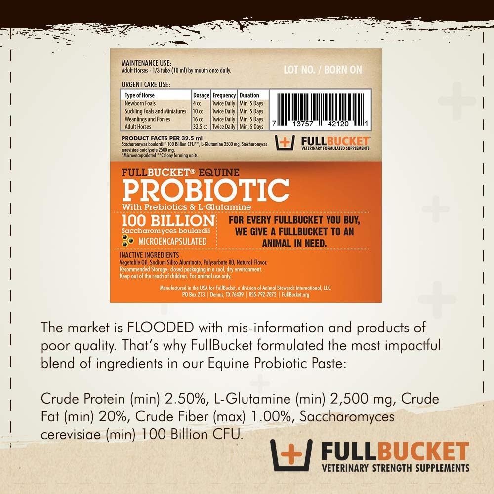Concentrated Equine Probiotic Paste with 100 Billion CFUs for Daily Digestive Optimization, 1 Tube