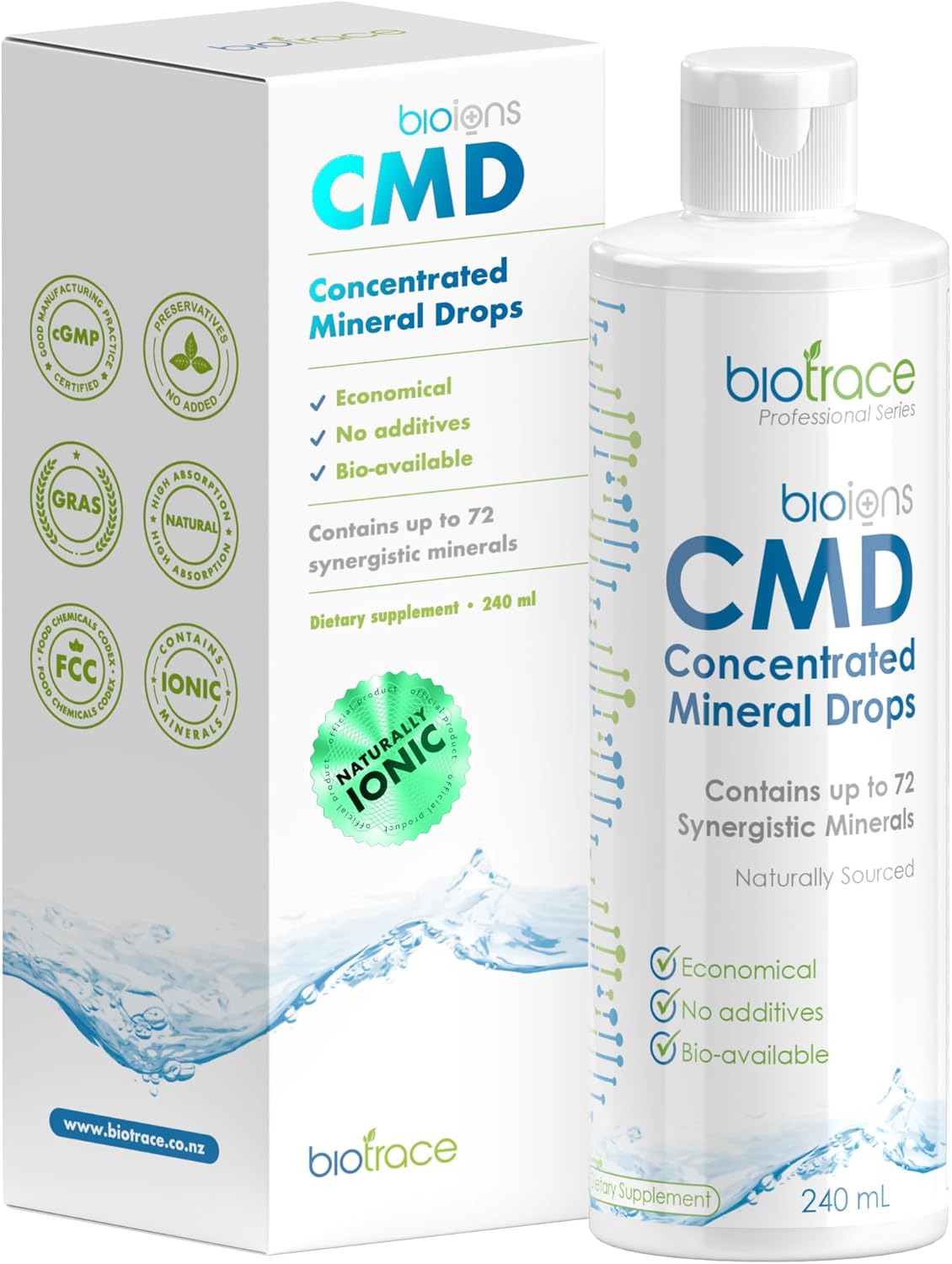 Concentrated Ionic Liquid Magnesium Drops with 72+ Trace Minerals from Dead Sea - Energy, Electrolytes, Hydration - Low Sodium - 96 Day Supply - 8 fl oz