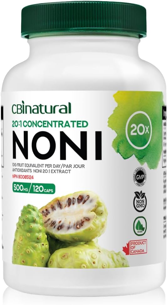 Concentrated Noni Capsules - CBI Natural 20:1 Extract, 500mg, 120 Count