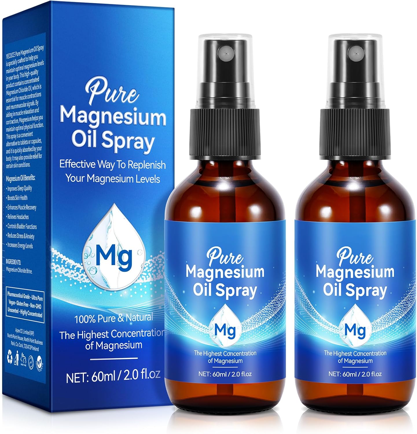 Concentrated Pure Magnesium Chloride Oil Spray - Topical Magnesium Oil Spray 4 fl oz