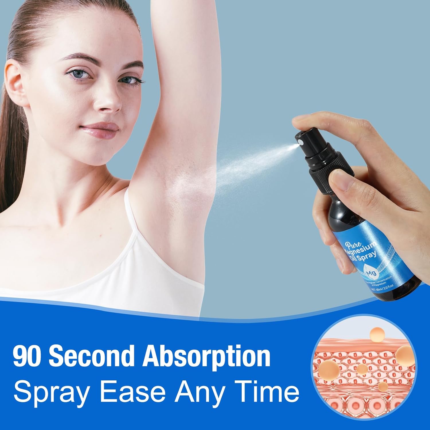 Concentrated Pure Magnesium Chloride Oil Spray - Topical Magnesium Oil Spray 4 fl oz
