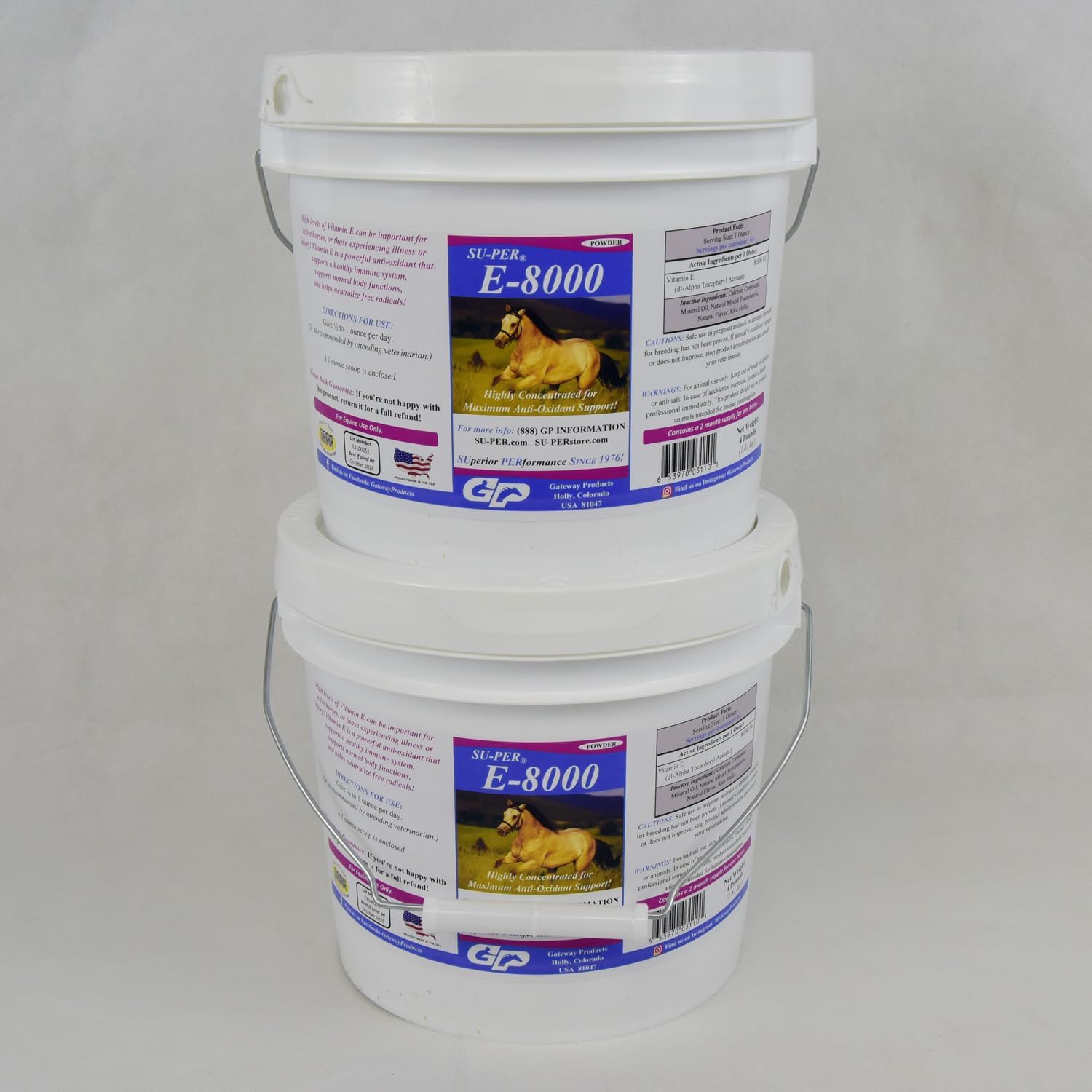Concentrated Vitamin E Supplement for Performance Horses - SU-PER E 8000 Antioxidant - 4 Pounds (2 Pack)