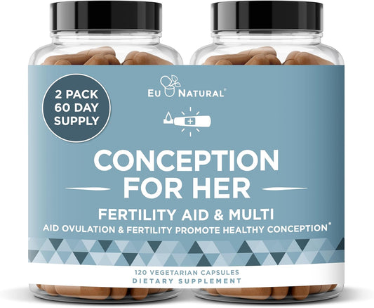 Conception Fertility Supplements for Women - Prenatal Vitamins - Promote Hormone Balance, Ovulation Aid - Myo-Inositol, Folate, Vitex - 120 Capsules