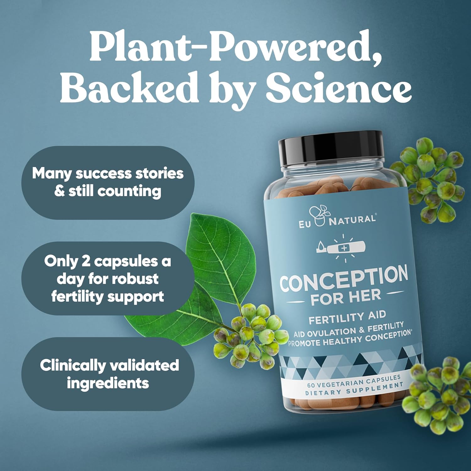 Conception Fertility Supplements for Women - Prenatal Vitamins - Promote Hormone Balance, Ovulation Aid - Myo-Inositol, Folate, Vitex - 120 Capsules