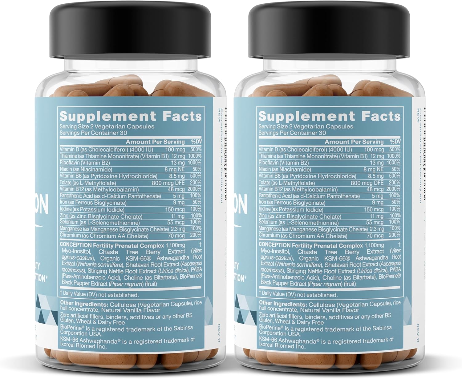 Conception Fertility Supplements for Women - Prenatal Vitamins - Promote Hormone Balance, Ovulation Aid - Myo-Inositol, Folate, Vitex - 120 Capsules