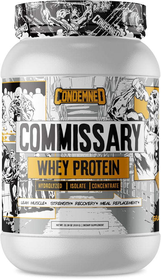 CONDEMNED Labz Commissary Whey Protein - Hydrolyzed Isolate & Concentrate - Low Carb, Low Calorie - Cinnamon Graham Cracker Flavor - 27 Servings for Pre or Post Workout Recovery
