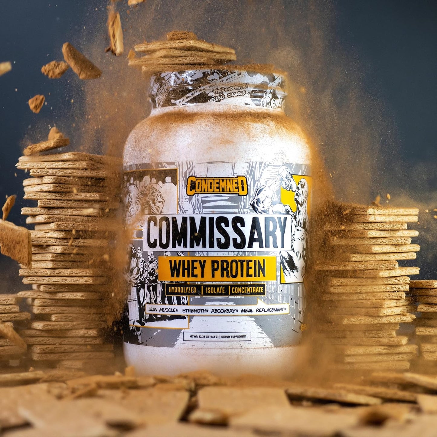 CONDEMNED Labz Commissary Whey Protein - Hydrolyzed Isolate & Concentrate - Low Carb, Low Calorie - Cinnamon Graham Cracker Flavor - 27 Servings for Pre or Post Workout Recovery