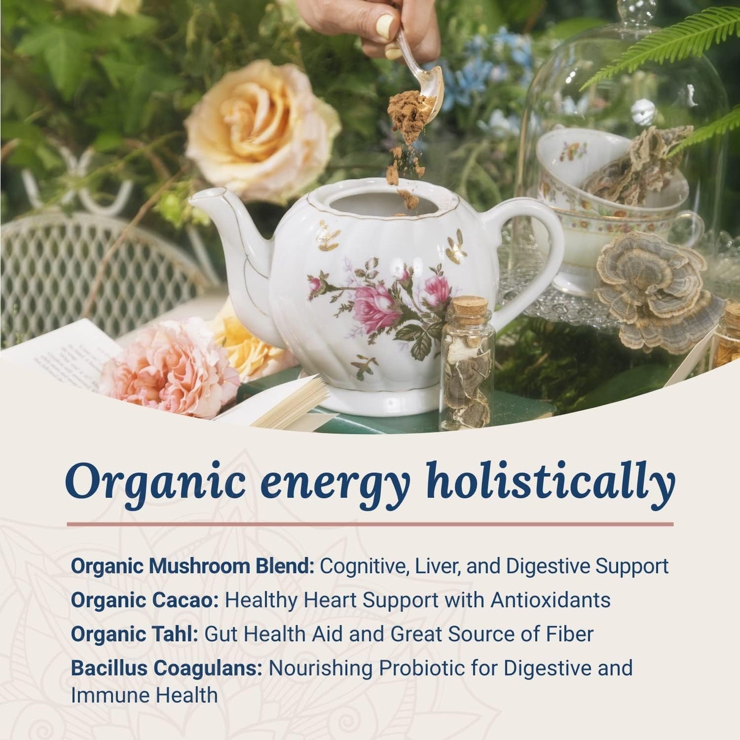 Conscious Beauty Collagen Peptides & Mushroom Superfood Coffee Alternative Powder for Hair, Skin, Nails, and Joints