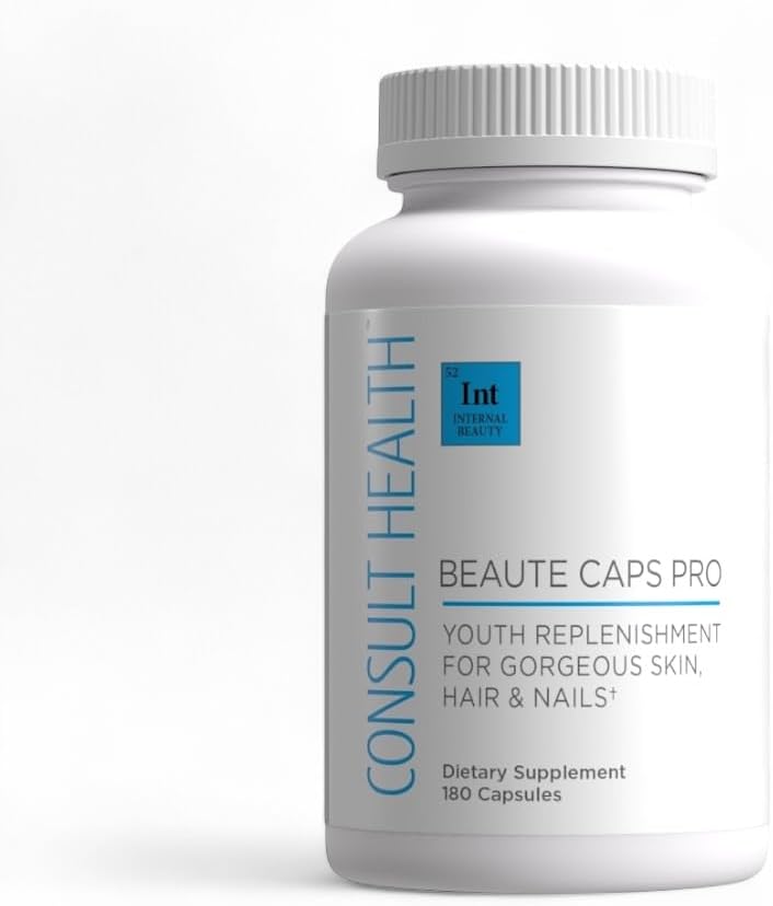 Consult Beaute Collagen Supplement Capsules with Biotin 10,500mcg, MSM, Blood Orange - Skin, Hair, Nails Health - Anti-Aging Vitamins - Made in USA