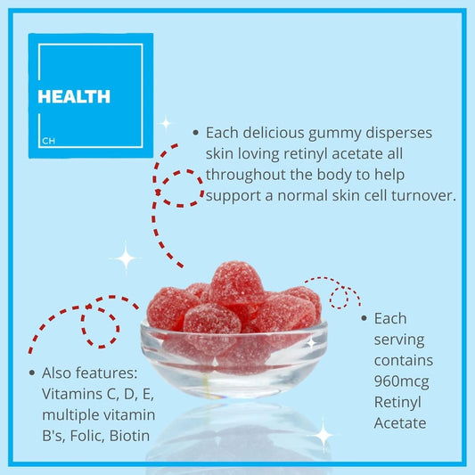 Consult Health Regenerol - Multivitamin Retinol Gummy for Glowing Skin, Strong Hair & Nails - Anti-Aging Supplement with Vitamin A, B6, B12, C, D3, Folic Acid, Zinc - 60 Gummies