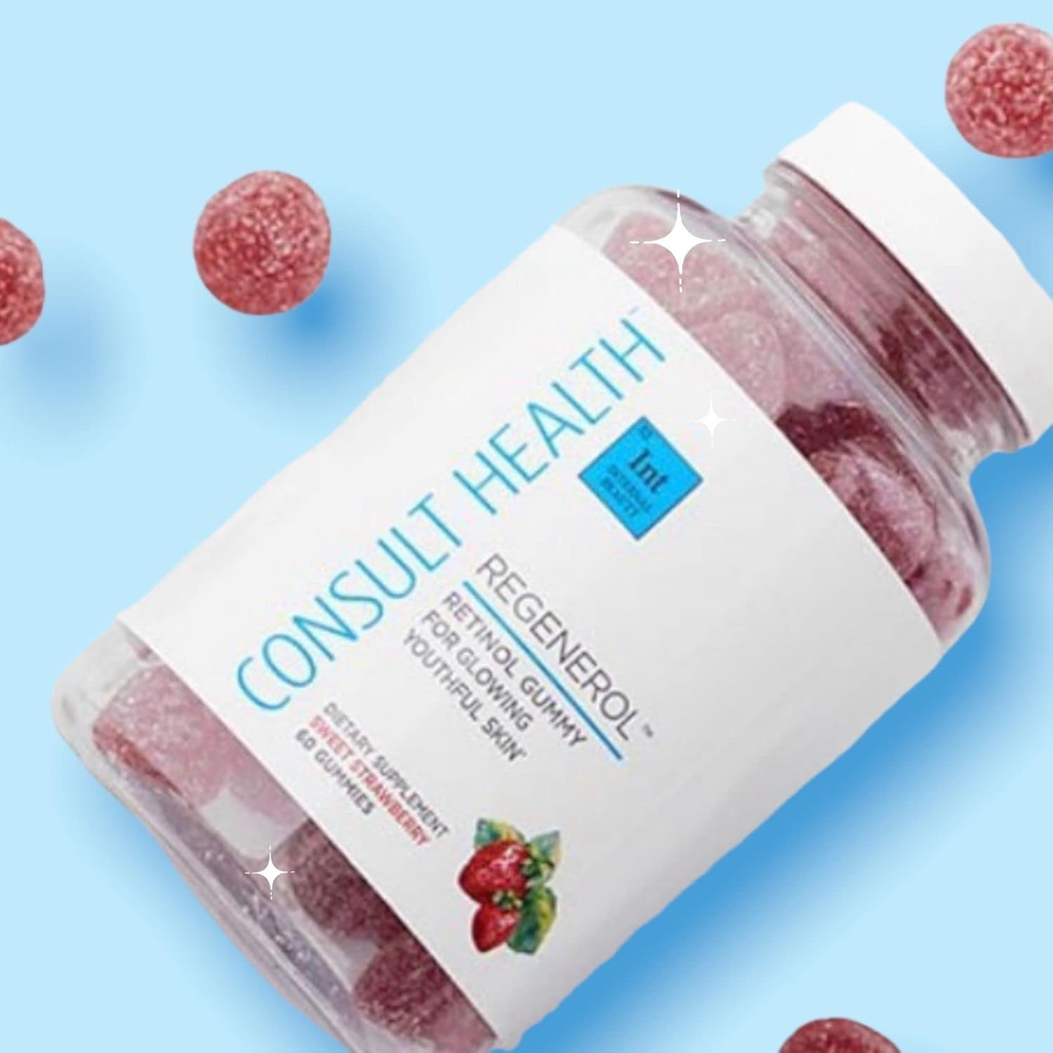 Consult Health Regenerol - Multivitamin Retinol Gummy for Glowing Skin, Strong Hair & Nails - Anti-Aging Supplement with Vitamin A, B6, B12, C, D3, Folic Acid, Zinc - 60 Gummies
