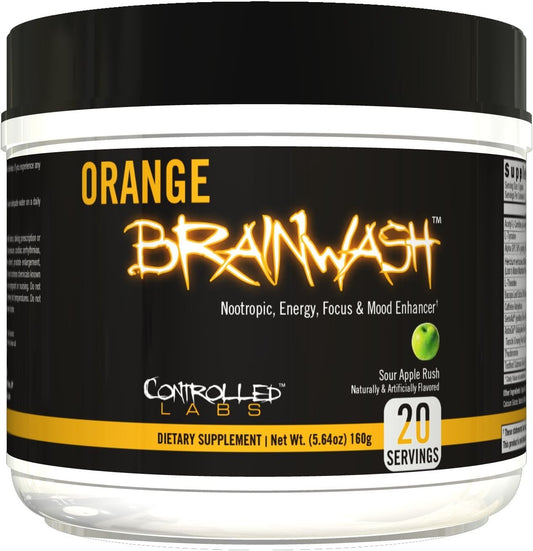 Controlled Labs Orange Brainwash Powder - Boost Energy, Focus, and Cognition - 20 Servings - Brain Nootropic for Stamina