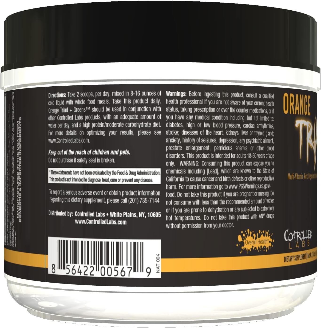 Controlled Labs Orange Triad Plus Greens - Iron-Free Multivitamin Sports Supplement for Men and Women, 30 Servings - Supports Overall Health, Digestion, Immune System, and Joint Health