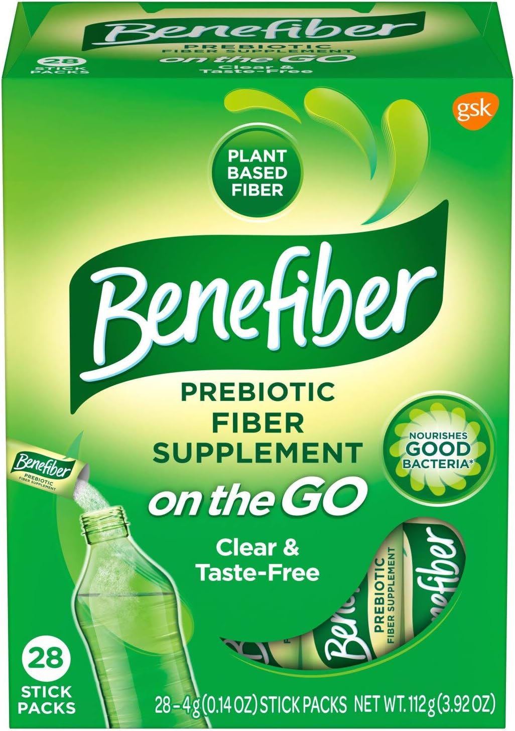 Convenient Benefiber Fiber Supplement Stick Packs - 28 Pack Box