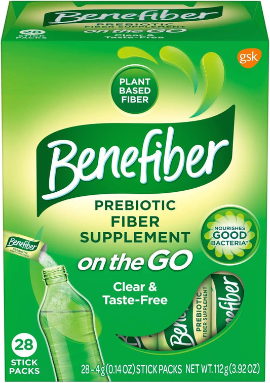Convenient Benefiber Fiber Supplement Stick Packs - 28 Pack Box
