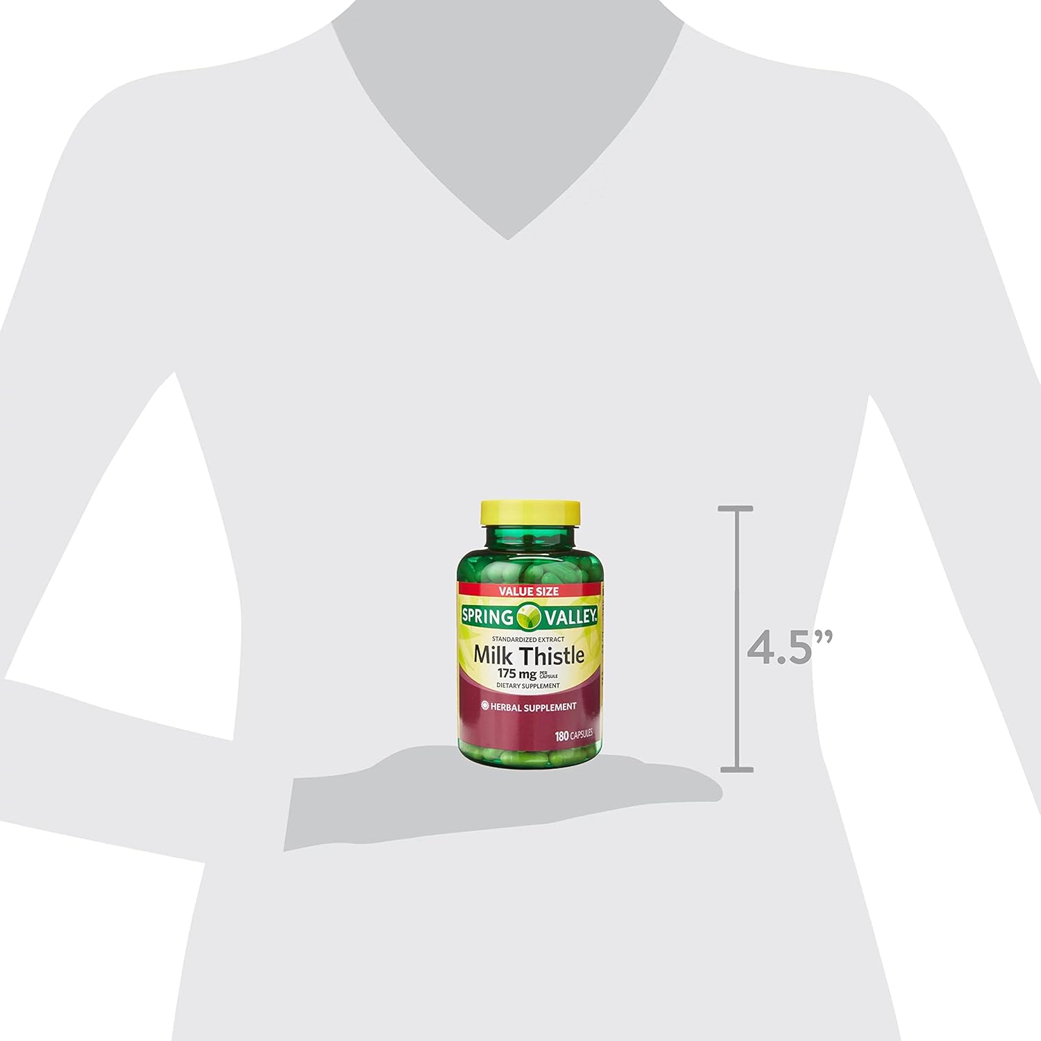 Convergence Spring Valley Milk Thistle Supplement 175mg, 180 Count Value Size - Gluten-Free & Non-GMO