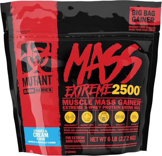 Cookies and Cream Whey Protein Powder for Muscle Size and Strength - High-Calorie Mass Gainer (6 lbs)