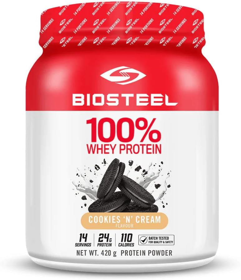 Cookies & Cream BIOSTEEL 100% Whey Protein Powder - 14 Servings, 24g Protein - Pro Athletes, Sugar Free, rBGH Free - Non-GMO Formula for Enhanced Recovery and Muscle Building