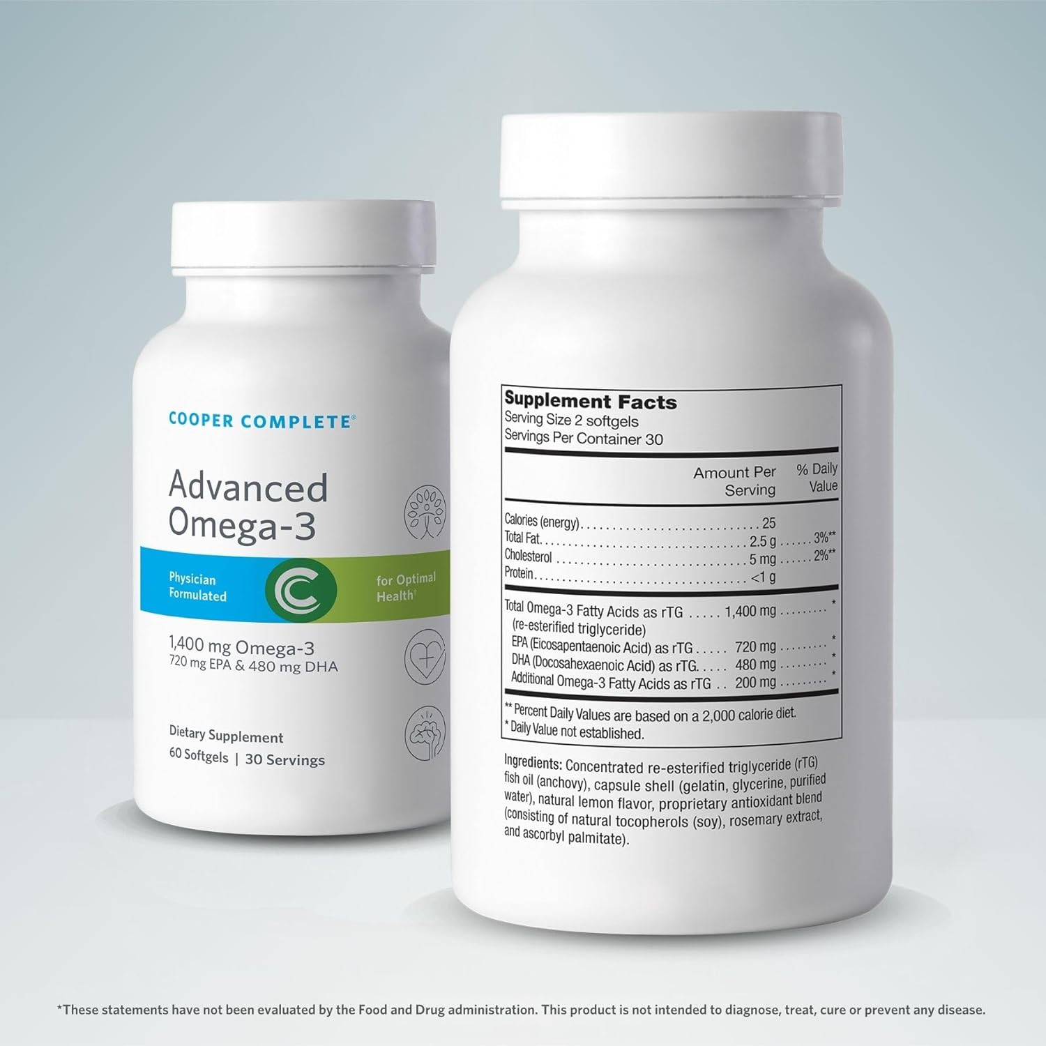 Cooper Complete Advanced Omega-3 Fish Oil Supplement 1400mg - 60 Softgels x 3 Bottles