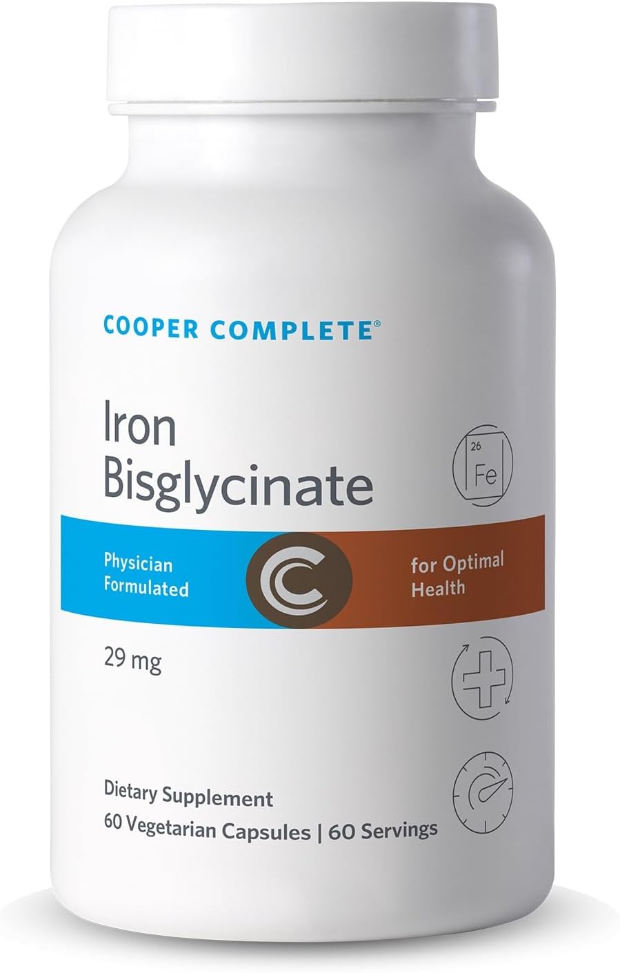 Cooper Complete Iron Bisglycinate Tablets - 29mg, 60 Capsules - Pack of 1