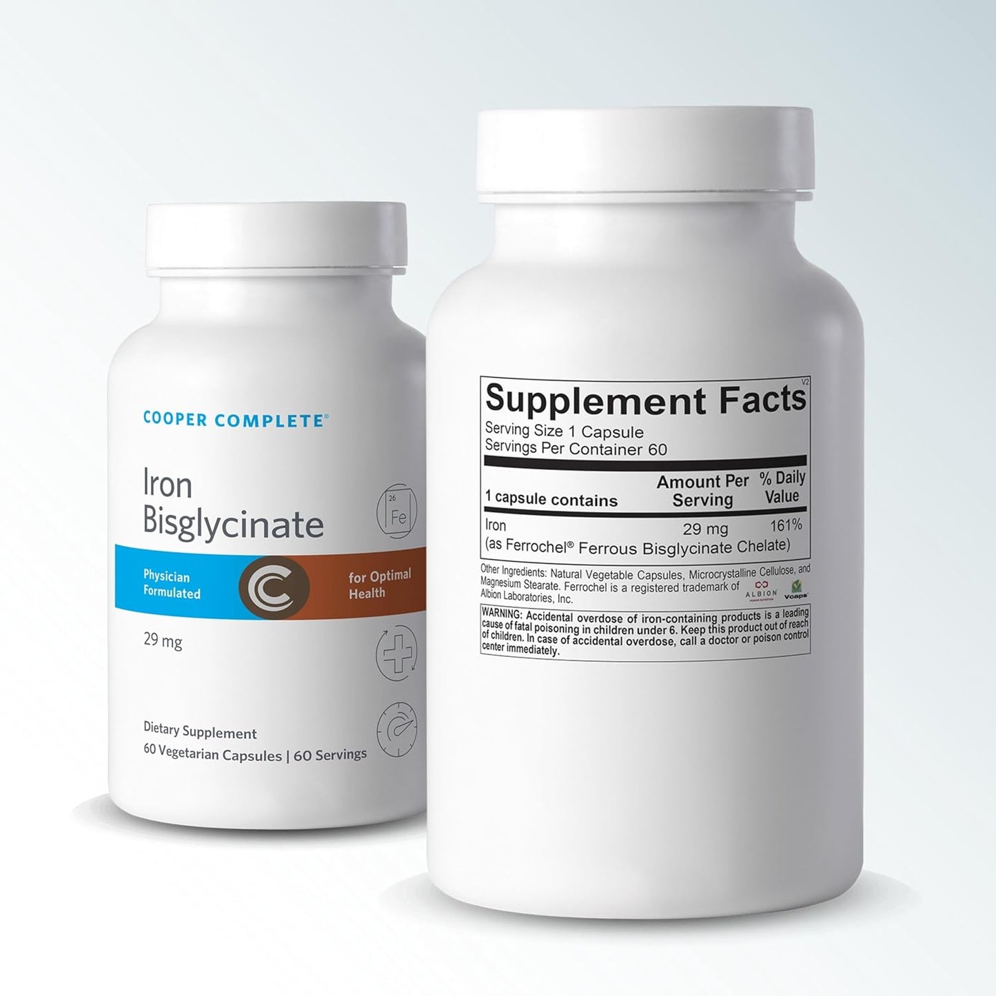 Cooper Complete Iron Bisglycinate Tablets - 29mg, 60 Capsules - Pack of 1