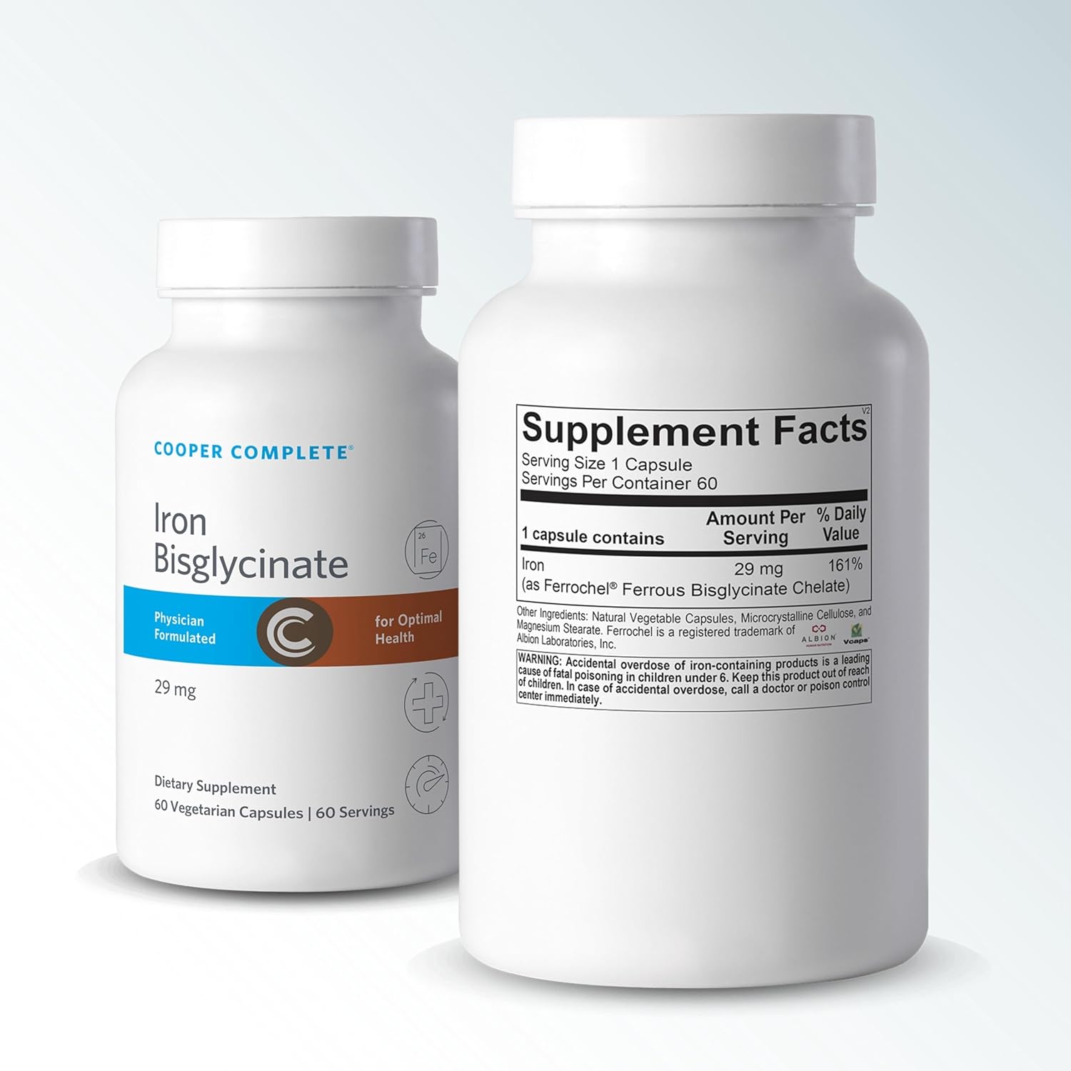 Cooper Complete Iron Bisglycinate Tablets - 29mg, 60 Capsules - Pack of 1
