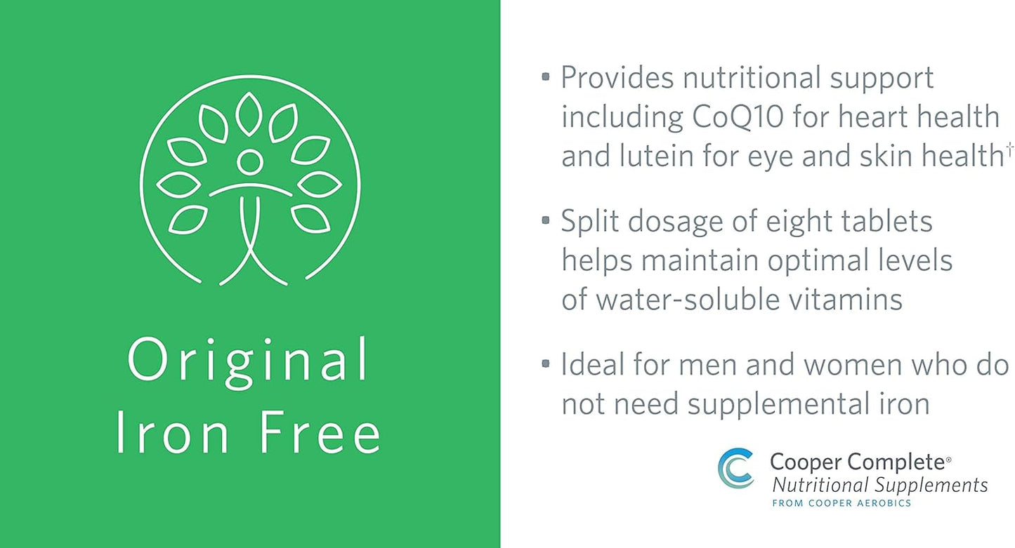 Cooper Complete Original Multivitamin Iron Free - 30 Servings x 3 Bottles - Daily Multivitamin & Mineral Supplement