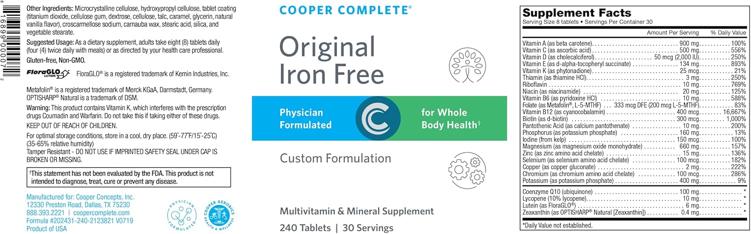 COOPER COMPLETE Original Multivitamin Iron-Free Supplement - 30 Day Supply