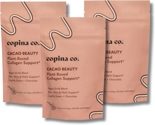 Copina Co. Cacao Plant-Based Collagen Support Drink Blend - Boosts Collagen for Healthy Hair, Skin & Nails - Professional Formula - Sustainable Packaging - 225 Servings
