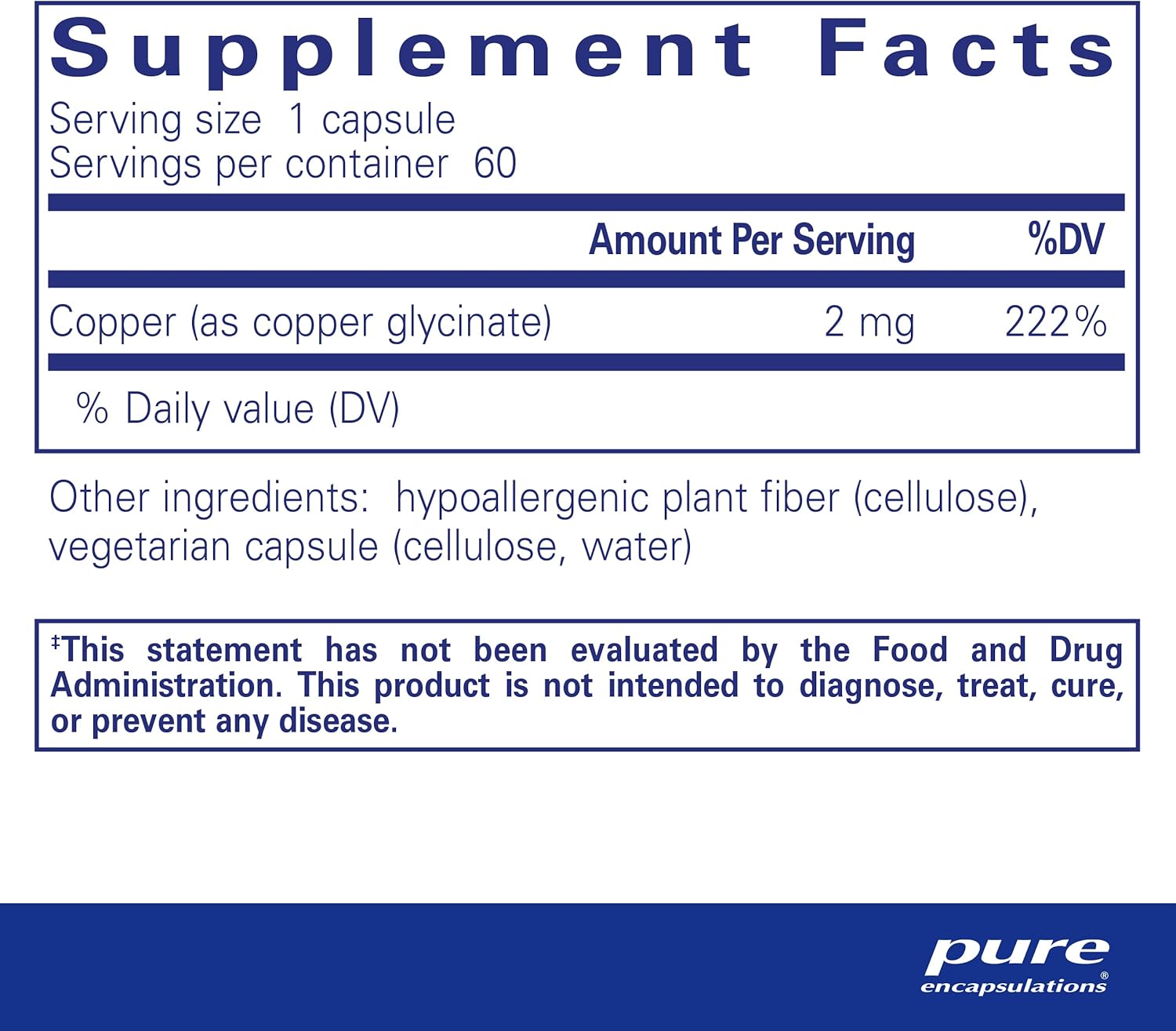 Copper Glycinate 2mg Supplement - Promotes Red Blood Cell Formation - Supports Energy Metabolism - Non-GMO Vegan Capsules